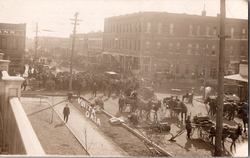Rppc town scene horse and - scene,,