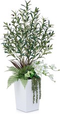 Artificial Olive Tree Combo for Auction 120cm Tall White Planter VERNATURAL
