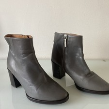 whistles Grey Leather Heeled Ankle Boots Size 4