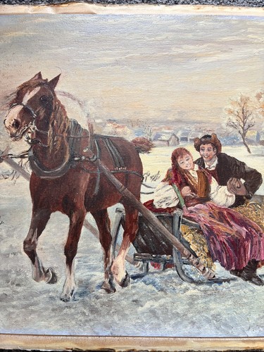 Winter horse sleigh oil - sleigh,