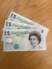 3 Old Unused £5 Notes bearing