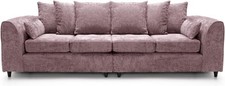 4 Seater Sofa Pink Chenille Large Couch Modern Deep Seat Living Room Seating
