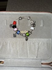Pandora S925 Sterling Silver Bracelet 18cm with 15 Charms