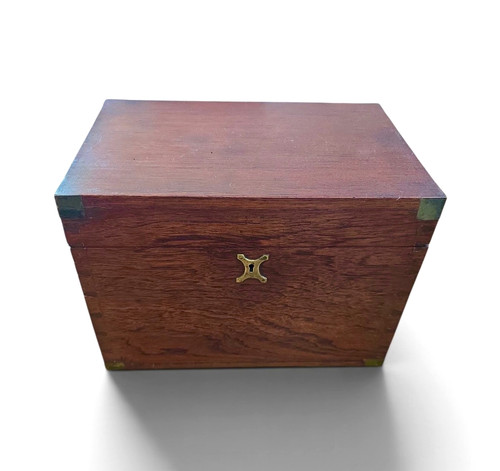 Antique walnut brass bound box - antique,
