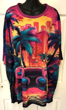 80S GAMING ALL OVER PRINT SILKY BLACK T-SHIRT - XXXXXXL (6XL) BIG AND TALL