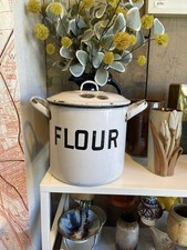 Vintage White Enamel Flour Bin