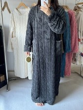 Women Thermal Nightdress Long Sleeve Plush Fleece Warm Soft Nightwear w/ Pocket