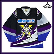 Manchester Storm Signed Ice Hockey Jersey Adidas Medium Away Kit 1998 1999 R77