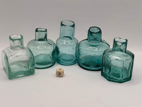 Old aqua glass inks - glass,
