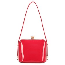 Diamante Deco Small Tote Shoulder Woman faux Leather Party Evening Patent Bag