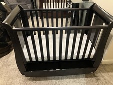 Tutti Bambini 3 in 1 Katie Sleigh Cot Bed, Dark Wood Espresso, with Mattress.