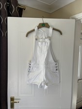 White Dungaree Denim Shorts