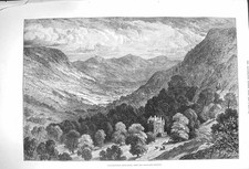 Old Antique Print 1875 Highland Railway Strathpeffer Ross-Shire Scotland 19th