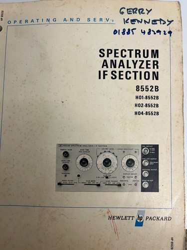 Hewlett packard 8552b ho1 4 - 8552b, ho1/2/4