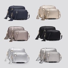 Ladies Faux Leather Tassel Handbag Women Zip Cross Body Shoulder Bag Camera Bag
