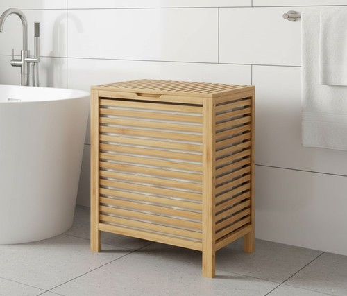 Wooden laundry basket bamboo - wooden,