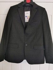 M&S Boys Mini Me Suit Jacket, Blazer. Charcoal, Age 8-9 or 9-10