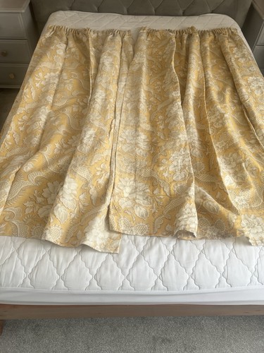 Yellow floral pleated curtains - yellow,