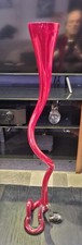Vintage red twisted vase - red,