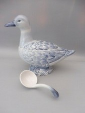 CERAMIC DUCK SOUP TUREEN & LADLE