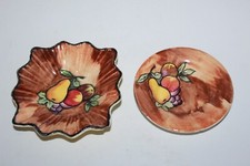 TWO H & K HOLLINSHEAD & KIRKHAM LUSCIOUS PATTERN PIN DISHES / TRAYS