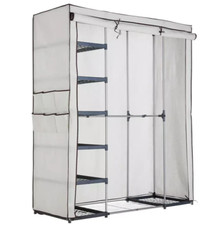 Covered Metal Triple Wardrobe - Cream | Cream Fabric Storage Closet Clothes Rail