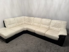 Large Leather Corner Sofa . White And Black 6 Seater. In Excellent Condition .