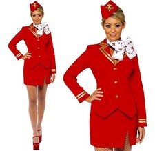 Ladies Air Stewardess Cabin Crew Fancy Dress Trolley Dolly Costume Smiffys