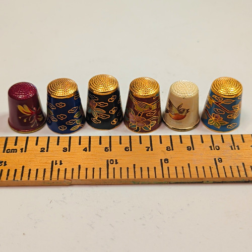 Cloisonné sewing thimbles - 6x,