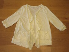 Ladies Ann taylor LOFT lemon yellow 3/4 sleeve open cardigan cover up, size L