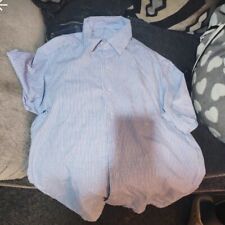 HMP prison short sleeved blue and white stripe shirt