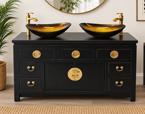 Black oriental style - black, double