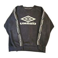 Umbro Sweatshirt Vintage Style Grey Large Long Sleeve Round Neck Drill Top 