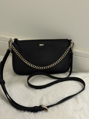 Dkny black leather crossbody - black,