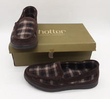 Hotter Comfort Concept Men's Brown Check Slippers UK 8 - EU 42