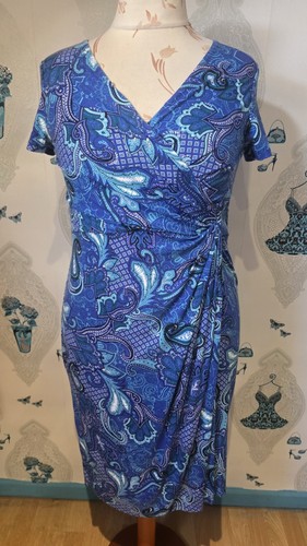 Pretty blue paisley ruched - blue,