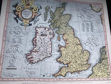 Map Of The BRITISH ISLES from MERCATOR'S Atlas 1595 Reproduction Print