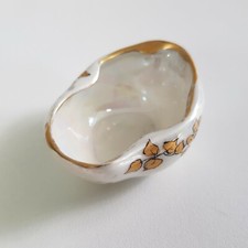 Antique Limoges La Seynie porcelain miniature dish 5cm lustre iridescent gilt