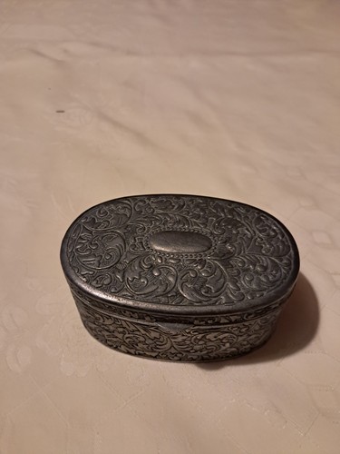 Oval old pewter vintage hinged - oval,