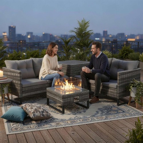 Seater rattan furniture set - 4-seater,