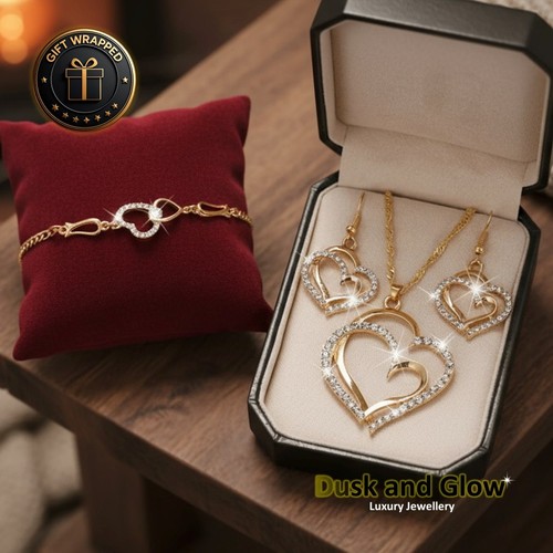 Women gold jewellery gift - gold, set
