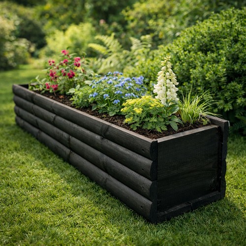 Long wooden trough - trough, planter