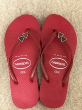 Havaianas Slim WOMENS Triangle Flip Flops Sandals RED Stud
