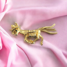 Lovely Vintage Jewellery Figural Donkey Brooch Pin