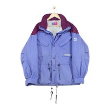 Vintage Jack Wolfskin Quilted Coat Mens Size M/L Purple 80s Full Zip Hooded