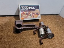 Vintage WL Rotary Hand Grater Orange Plastic Three Drum Food Mill Slicer