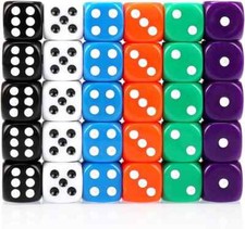 30x Dice 6 Sided 16mm 6 Colours Spot Dice Set for Dice Games