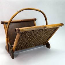 Vintage Bamboo Rattan Foldable Wicker Wooden Portable Magazine Rack Boho