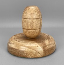 Vintage TURNED WOOD PALM GAVEL & BLOCK - Gavel 7.9cm x 5cm Block 11.8cm x 2.8cm