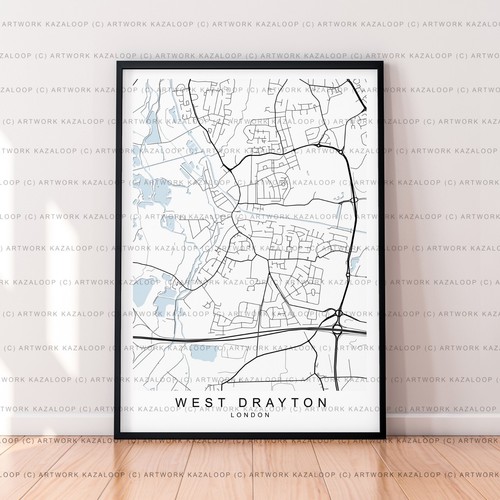 West drayton unframed map - west,